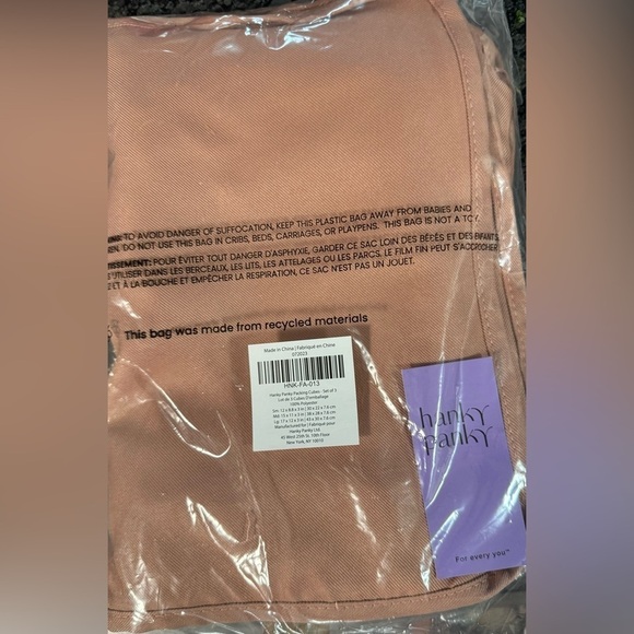 HANKY PANKY Packing Cubes Set of 3 Clothing Organizer Pink Polyester Zip Travel - Picture 8 of 8